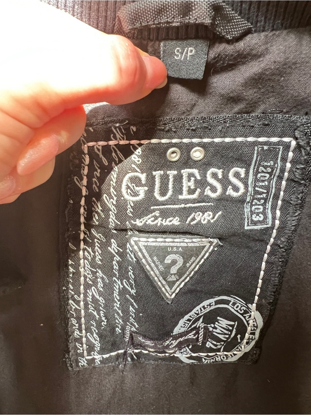 GUESS Men’s Black Bomber Jacket Moto Style Full Zip Lightweight Coat Small - Picture 8 of 10